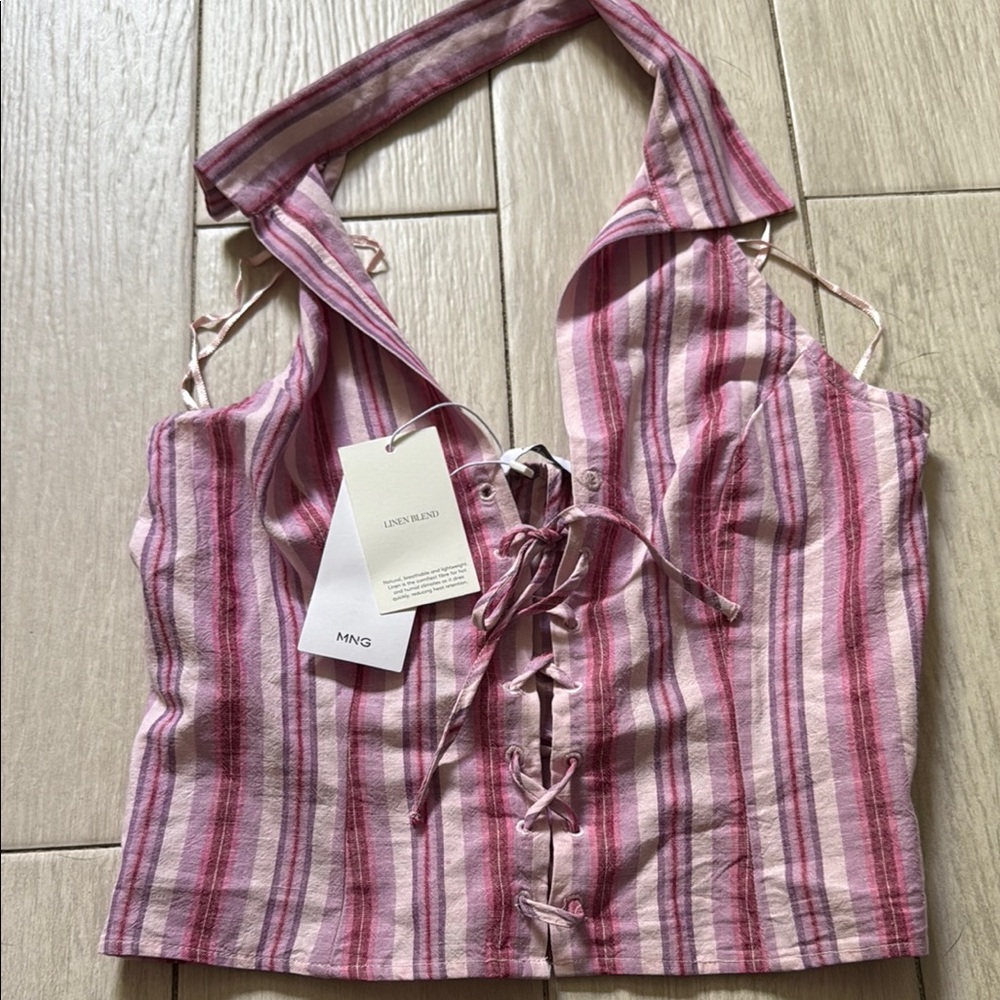 Mango Pink Sleeveless Crop Blouse